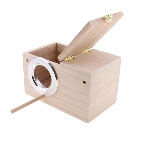 Image of 7.7 inch x4.7 inch Birds Nest Box Lovebird House Wood Parakeet Budgie Cockatiel Breeding Nest Box Cage Wood House for Finch Lovebirds Cockatiel Budgie Conure Parrot