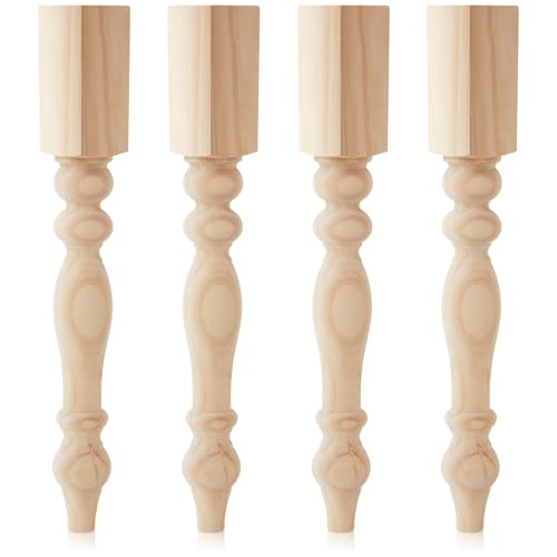 Threehoney 4 Pcs Farmhouse Table Legs, 29' x3.5'' Pine Dining Table Legs for Furniture Unfinished Wooden Furniture Dining Cottage Bench Coffee for DIY(Round)