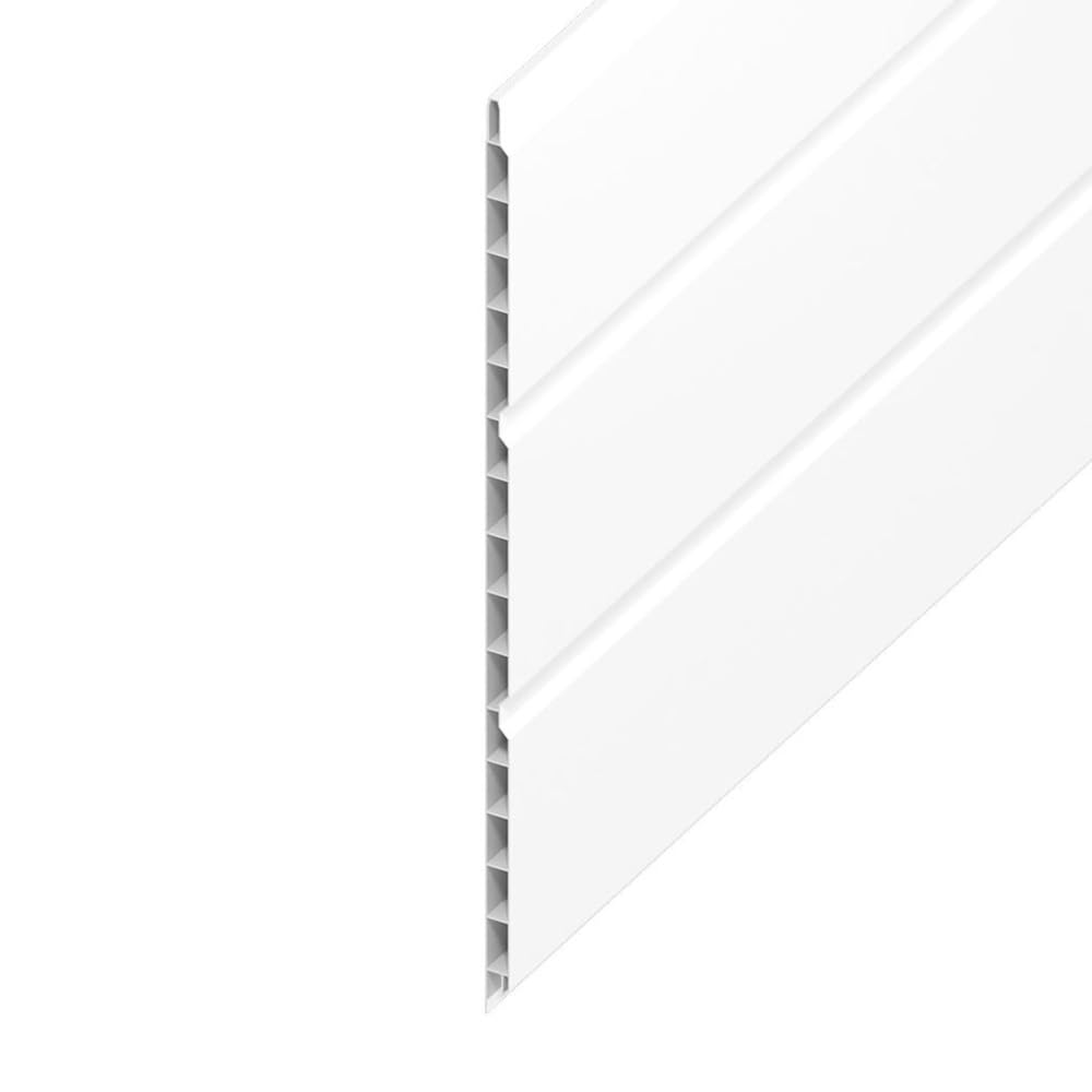 Virtual Plastics White Upvc Hollow Soffit Cladding Panels - Plastic Soffit Board - 2.5 Metre (8Ft) Length X 300Mm (1Ft) Wide
