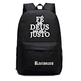 Mochila Escolar Estampada Com Varias Frases e Lisa (Preto/Justo, Grande)