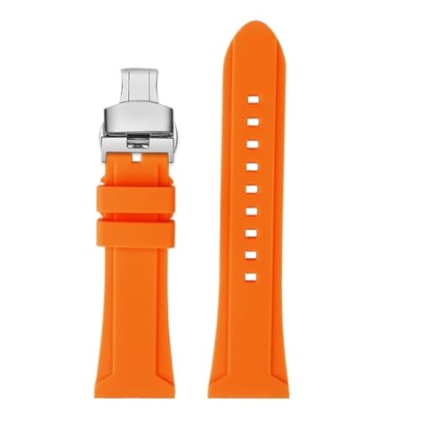 [���X] �傫���T�C�Y�̃\�t�g�V���R�����X�g�o���h 24 26mm �p�l���C �f�B�[�[�� �E�H�b�`�o���h DZ4318 4476 4323 ���o�[�X�g���b�v �����Y �u���X���b�g�A�N�Z�T���[�ɓK��(Orange silverFolding,26mm)