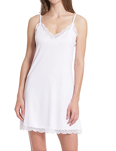 Image of MANCYFIT Women's Full Slips Lace V-neck Adjustable Strap Sleepwear Dress