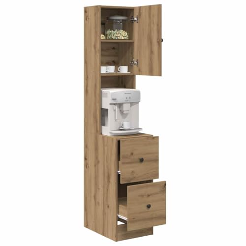vidaXL Buffet de Cuisine avec tiroir Chêne Artisanal 32 x 50 x 180 cm, Rangement spacieux, Buffet rectangulaire Moderne, Organisateur Chic pour la Salle à...