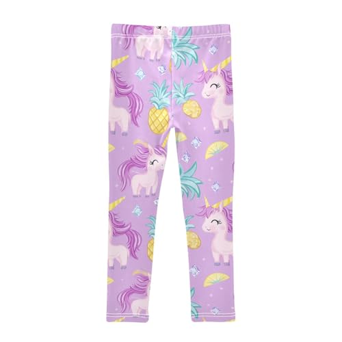 Cute Unicorns Girls' Leggings Toddler Doodles Pineapples Diamonds Kids Yoga Pants Dance Active Tights 4T2