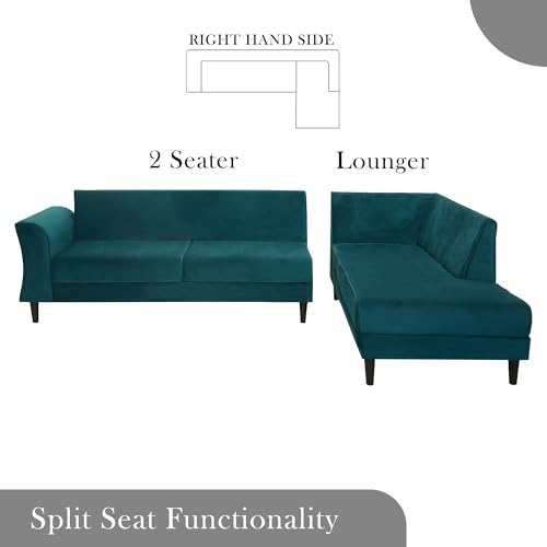 Image of Gratly RHS 4 Seater L Shape Sofa Set for Living Room (Pine Colour) Premium Fabric Sofa