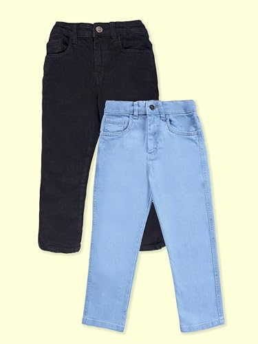 Image of KiddoPanti Boys Regular Fit Denim Pant | Stretch Poly Cotton Denim | Regular Fit Full Length Pant | Back Elasticated & Button with Zip Open Fly