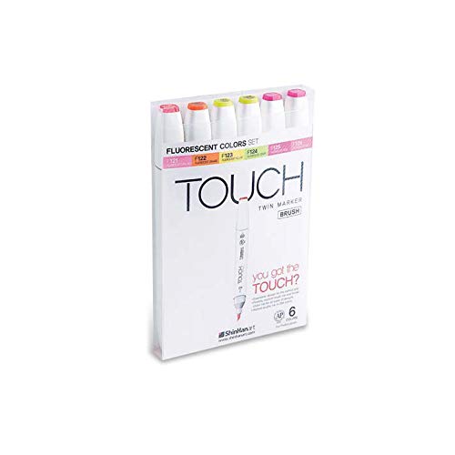 Brush touch flourescent colors lot de 6 marqueurs