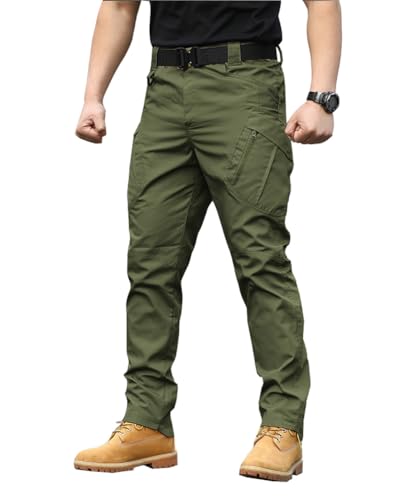 THWEI Mens Tactical Cargo Pants Water Resistant Hiking Outdoor Work Pants Multi Pockets with No Belt4