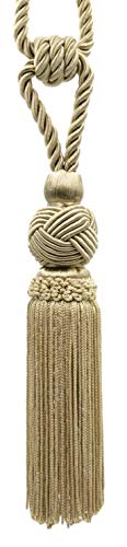 DÃ‰COPRO Set of 2|Elegant Tassel Tieback with Turkish Head Design|6 inch Long Tassel, 28 1/2 inch Spread (Embrace)|Style# TBTRK6 (41202) Color: Beige - 814