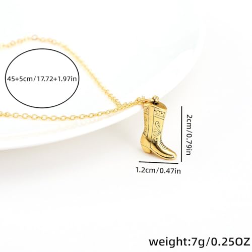 POYAMUSE Elegant Western Cowgirl Necklace for Women, Cowboy Boot Pendant Necklace for Women, Western Style Jewelry Gift2