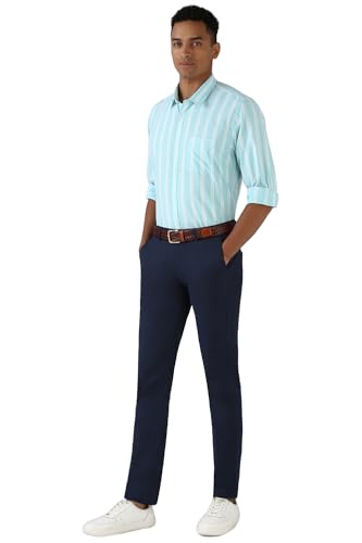 Image of Peter England Men Cotton Slim Fit Stripe Shirt