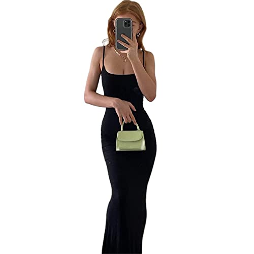 Yassiglia Damen Sexy Bodycon Maxikleid Tiefe Ausschnitt Spaghetti-Träger...