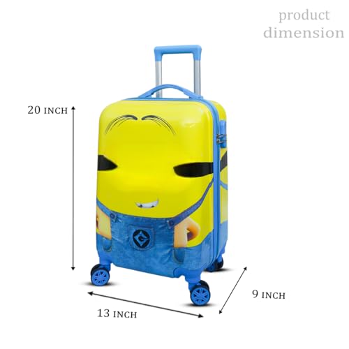 Image of ADSON Abs Kids Trolley 360 Rotating Luggage 360 Degree Wheels Cartoon Non-Breakable 20 Inch Kids Hardsided Suitcase with 4 Wheels, 360 Degree Wheel Travel Trolley Bag (Yellow)