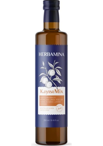 Herbamina Aprikose Mix Essig 250 ml Fruchtessig mit Apfelessig Bromelain & pflanzlichen Extrakten Aromatischer Essig für Getränke & Küche