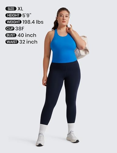 Image of CRZ YOGA Seamless Rib Racerback Crop Tank | Light Support, Removable Pads, Yoga, Ribbed, Racerback, Longline Sports Bras for Women