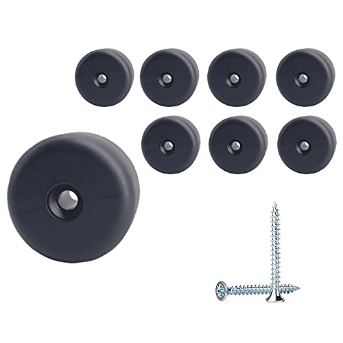 Diforma Lot de 8 pieds de meuble ronds noirs Ø 40 mm, matière plastique, hauteur 20 mm, vis incluses (8) Noir Cover