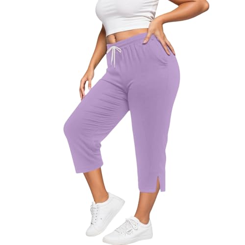 Pantalon grande taille sport yoga doux confortable couleur prune