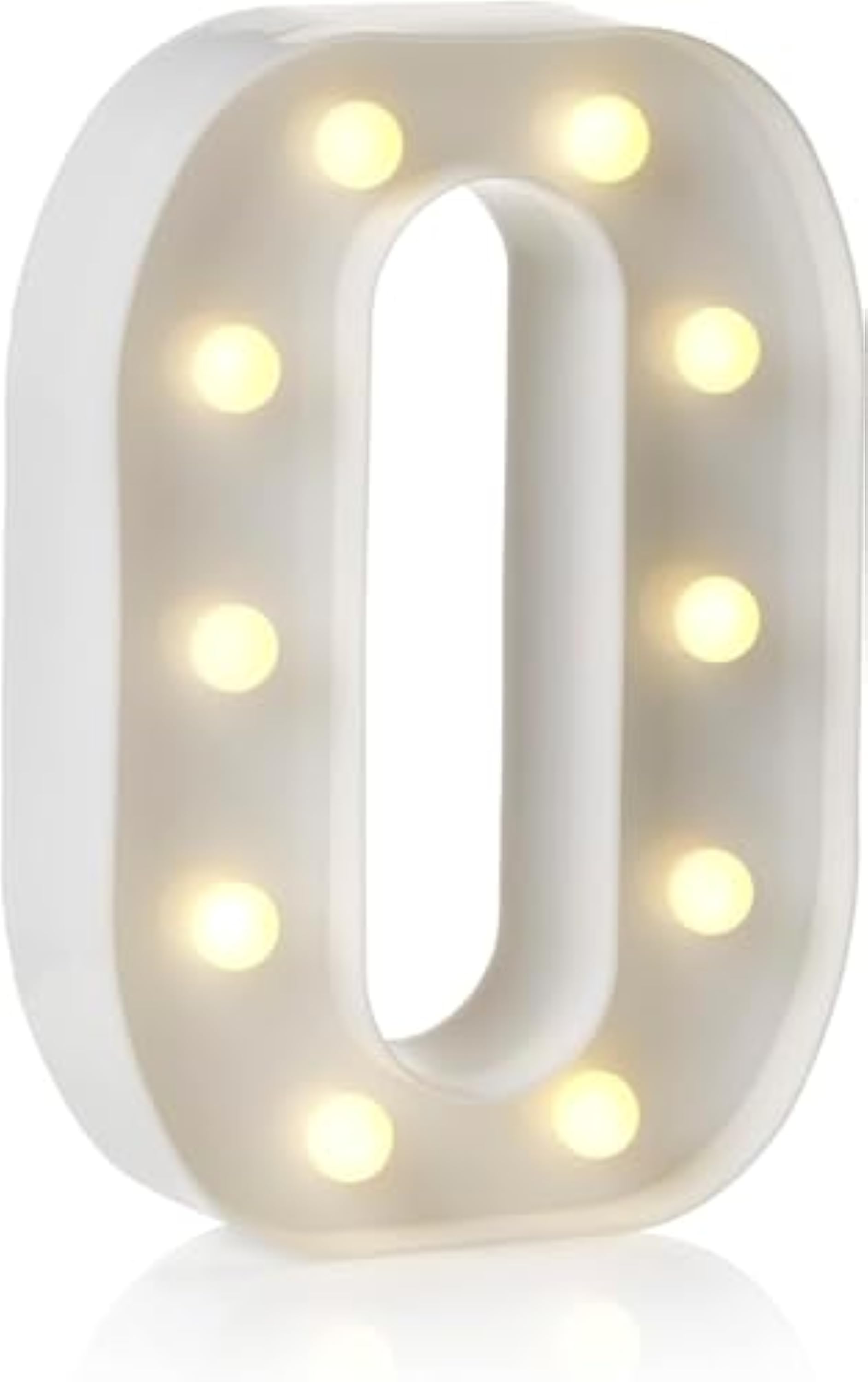 anso - Lámpara de letrero luminoso con luces LED del alfabeto, letras y números, para decoración del hogar, cumpleaños, fiesta, evento, luces nocturnas, 22 cm (O)