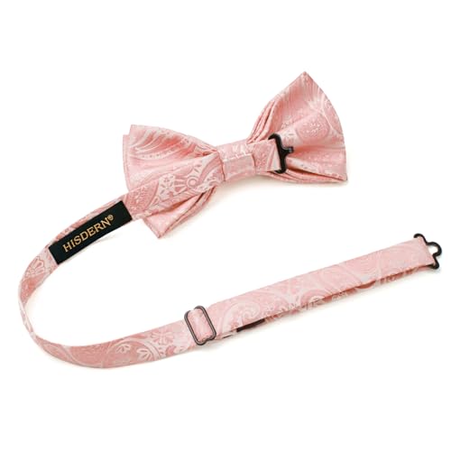 Image of HISDERN Bow Ties for Men Paisley Floral Pre-tied Bowtie Pocket Square Set Men's Formal Bow Ties Wedding Party
