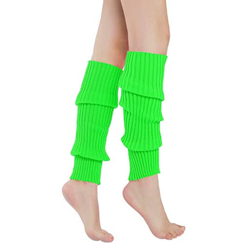 Sarfel Leg Warmers for Women 80s Ribbed Knit Leg Warmer Custume Womens Leg Warmers Sports Party Accessories Green