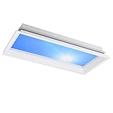 LUMINTURS 72W Full Spectrum Blue Sky Light Ceiling Lamp LED Ceiling Recessed Mount Light Fixture Indoor Lamp Dimmable Remote Control Rectangle