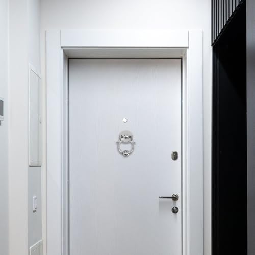 Aldaba de puerta principal elegante de aleación de zinc con acabado plata de alta gama 8