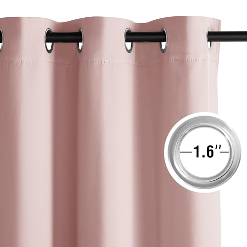 Image of NICETOWN Blush Pink Room Darkening Curtains 45 Inches Long 2 Panels for Girls Room, Bedroom, Nursery Thermal Insulated Blackout Drapes Solid Grommet Noise Reducing Window Curtains, W40