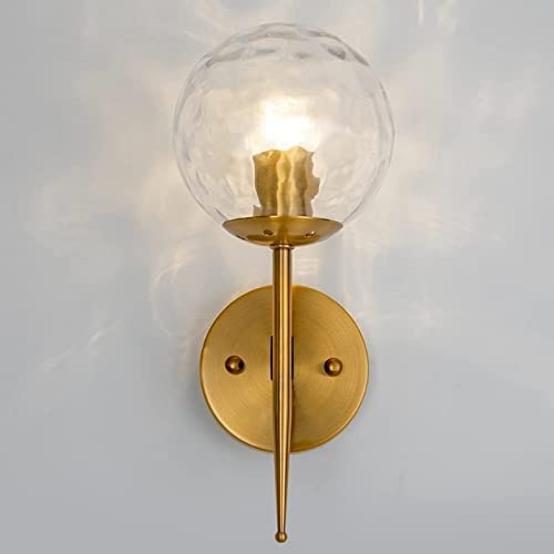 Lámpara de pared de cristal nórdico en color oro pulido para dormitorios