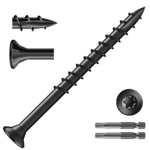 Image of #10 x 2-1 /2 inch Deck Screws (316Pcs) 4lb. Exterior Wood Screws. Carbon Steel, Black, Flat Head, Rust Resistant epoxy Coated, with T25 Star Bit