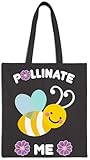 Pollinate Me Funny Bee Near Extinction - Bolsa de lona negra, Black, Talla única
