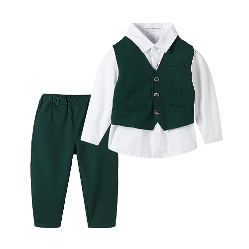 Image of Mud Kingdom Boys Suits for Weddings White Shirts, Vests and Pants Clothes Sets