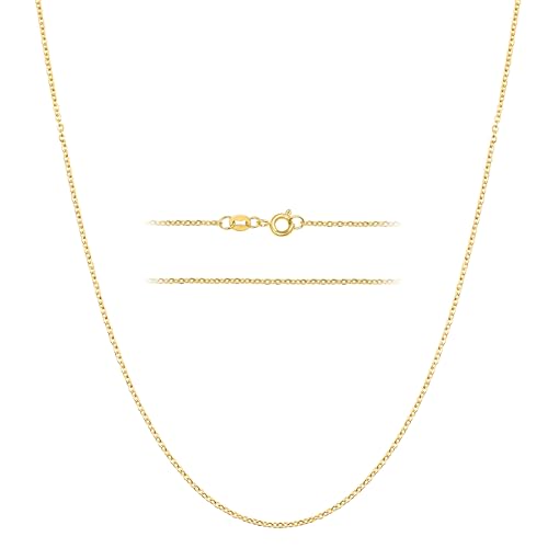 KISPER 24k Gold Cable Link Chain Necklace – Thin, Dainty, Gold Plated Stainless Steel Jewelry for Women & Men with Spring Ring Clasp