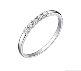 Stfery Diamant Stapelring 14K Weißgold Antragsring Echt Gold, Damen, Hochzeitsring mit Naturdiamant 0.05ct Au585 Gr.52 (16.6)