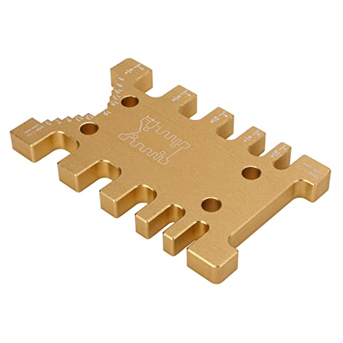 Aramox Calibre de Tarjeta de Espiga para Carpintería, Calibrador de Tarjeta de Espiga de Aleación de Aluminio, Herramienta de Medición Compacta Resistente Al Desgaste Precisa para Carpinteros, (GOLD)