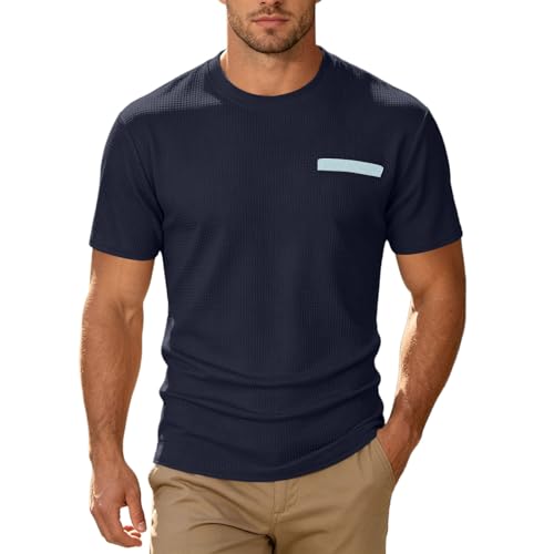 T-shirt d'été basique pour homme - Haut uni manches courtes pour le quotidien