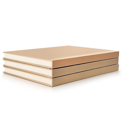 Decorative Book Set | Large Linen Covered Book Set | Set of 3 Real Fabric Hardcover Book for Decor | Fashion Designer Books | Home Decor Coffee Table Set | Shelves Decor | Large Journal (Gold)