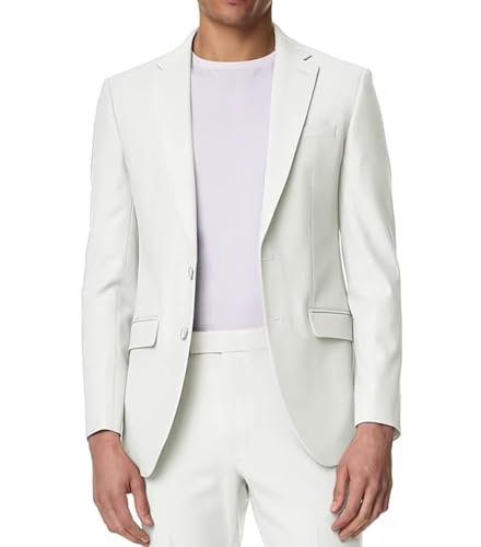 2 Piece Mens Suit Ivory Prom Suits Homecoming Outfit Regular Fit Men's Dress Jacket Pants Set Size XXL