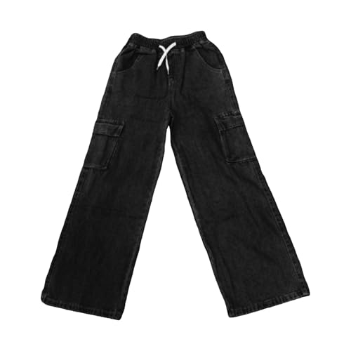 Boys Baggy Jeans Kids Elastic Waist Relaxed Fit Wide Leg Cargo Denim Pants with Pockets Hip Hop Streetwear2