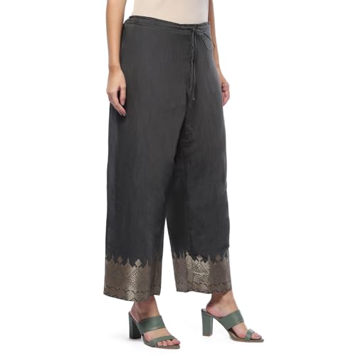 Image of BIBA Women Straight Mid Rise Art Silk Palazzo