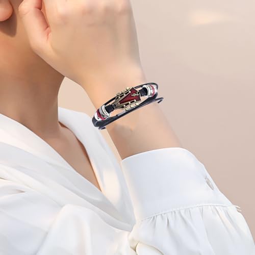 Retro Faux Leather Guitar Bracelet, Zinc Alloy Rock Music Guitar Leather Bracelet Punk Handmade Braided Multi-Layer Wrap Guitar Shape Decorative Cuff Bracelet Musical Enthusiast Gift2
