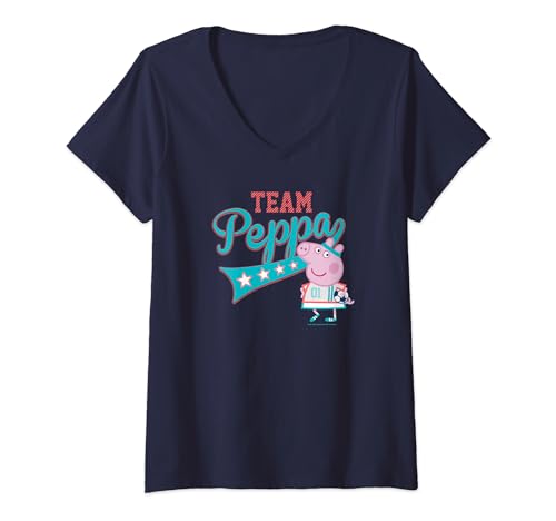 Haut Col V Peppa Pig Team Peppa Summer Games T-Shirt Femme Manches Courtes