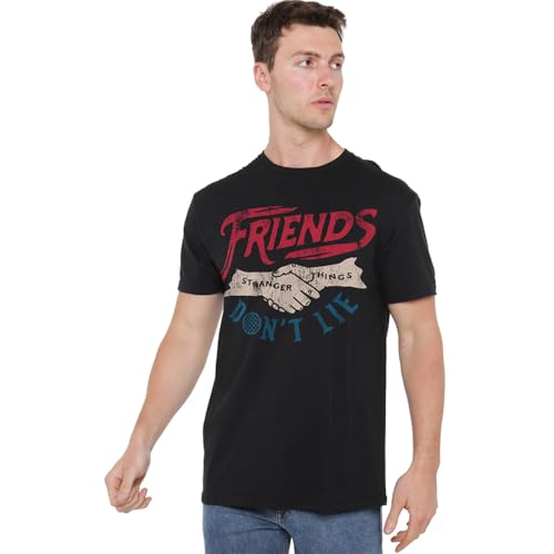 Stranger Things Friends Don't Lie Unisex T Shirt, Black, Medium