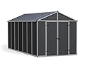 Palram - Canopia Rubicon Storage Shed, 8'x17' DIY Backyard Shed, Gray Polycarbonate Panels and Aluminum Frame, Sheds & Outdoor Storage for Lawn Mower, Bike, Garden Tools, Outdoor Storage Box Shed