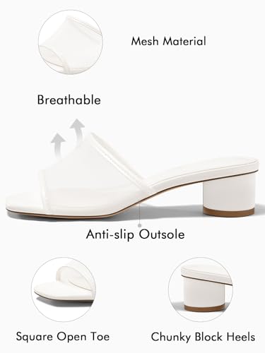 Image of Coutgo Women's Square Open Toe Chunky Heel Slide Sandals