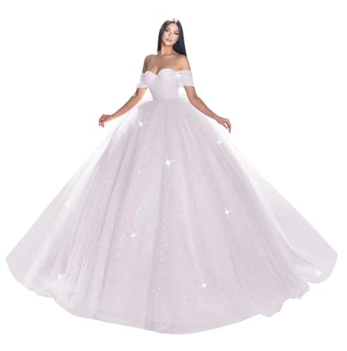 ForElise Wedding Dresses for Birde 2025 Off Shoulder Long Tulle Beach Bride Dress with Train