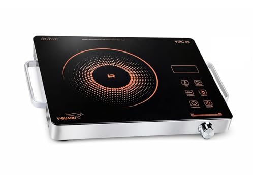 Image of V-Guard Infrared Cooktop 2000w | Touch Control | Low /High Votage Cut off | 4KV Surge Protection | Compitable for all Cooking vessels| Digital Display |VIRC 05|