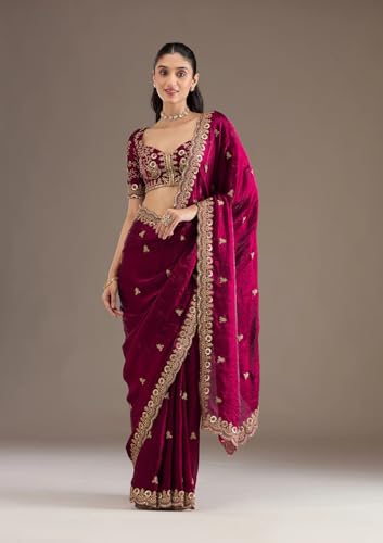 Image of Yashika Women's Organza Satin Butti Work With Zari Lace Border Embroidered Saree| Women Sari