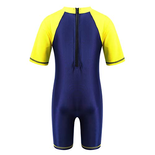 Image of Alvivi Kids Baby Boy Girls Short Sleeve Shorty Swimming Suit UV Sun Protective Zipper One Piece Swimsuit