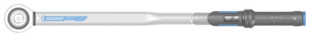 GEDORE Dremaster Torque Wrench 3/4-Inch, 80-400 Nm, with Thru Square and Pin Fuse, Steel Tube, Silver/Black/Blue