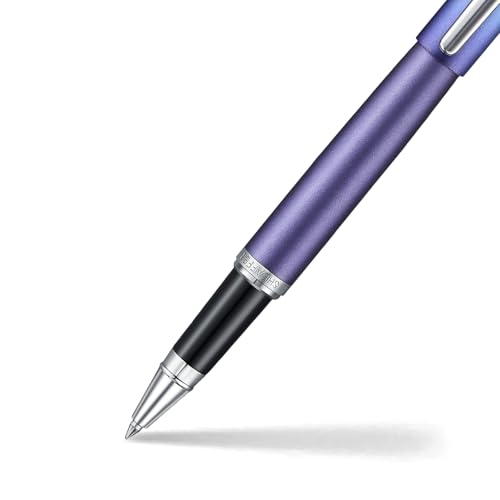 Image of Sheaffer Expressions VFM 9430 Blue and Purple Pearlised Gradient Rollerball Pen with Chrome Plated Trims